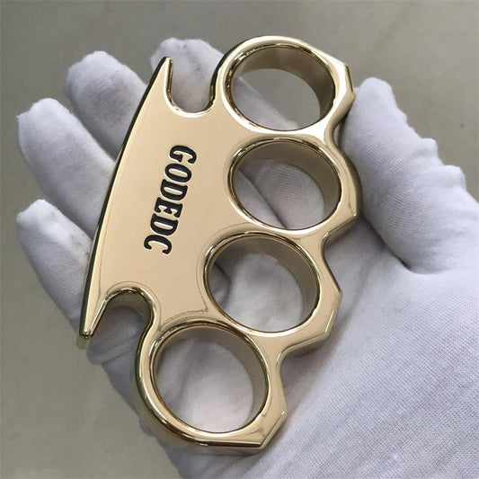 Black Wax GODEC Classic Mirror Polished Brass Knuckle Dusters Large Hole Outdoor Tool