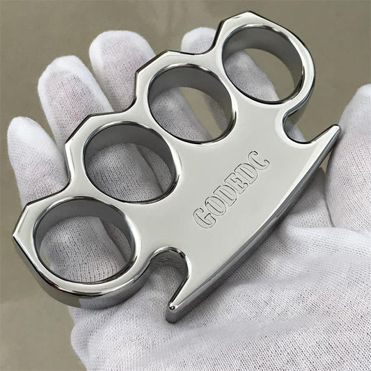 GODEDC Classic Mirror Steel Knuckle Dusters Outdoor Tool with Chamfering Design