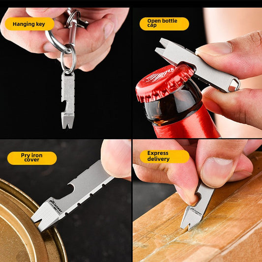 Mini Titanium Bottle Opener EDC Tool Keychain Backpack Easy Carry