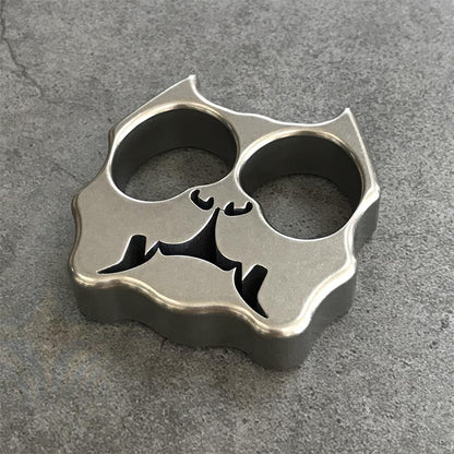 Dog Head Titanium Knuckle Dusters Two-hole Outdoor EDC Keychain Easy Carry