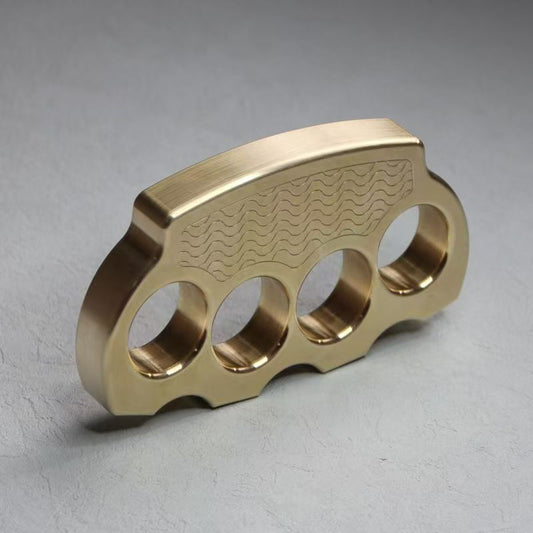 Wave Pattern Design Brass Knuckle Dusters Thick Outdoor Tool