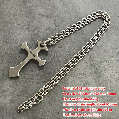 GODEDC Titanium Knuckle Dusters Cross Necklace Keychain Pendant