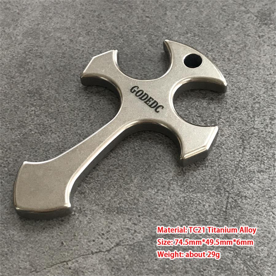 GODEDC Titanium Knuckle Dusters Cross Necklace Keychain Pendant