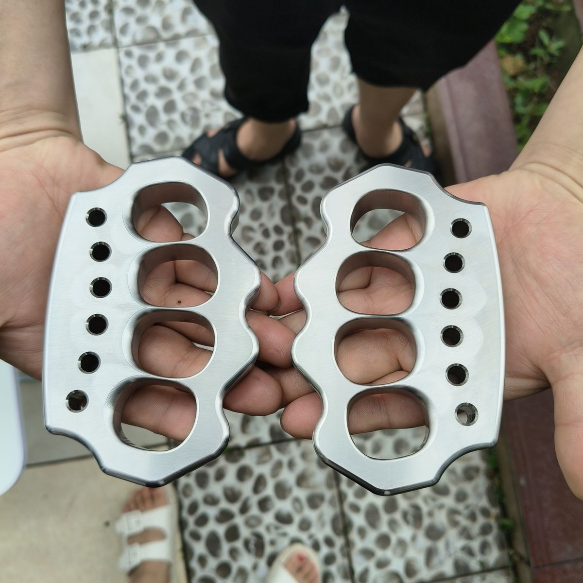 Thickened Steel Knuckle Dusters Four-hole Outdoor Tool
