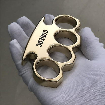 Black Wax GODEC Classic Mirror Polished Brass Knuckle Dusters Large Hole Outdoor Tool