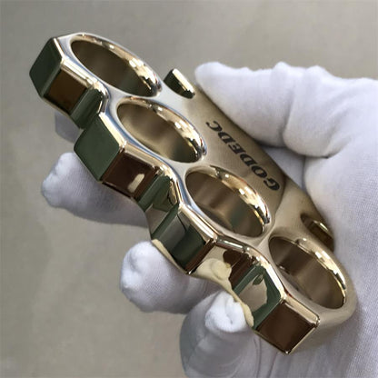 Black Wax GODEC Classic Mirror Polished Brass Knuckle Dusters Large Hole Outdoor Tool