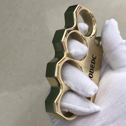 Black Wax GODEC Classic Mirror Polished Brass Knuckle Dusters Large Hole Outdoor Tool