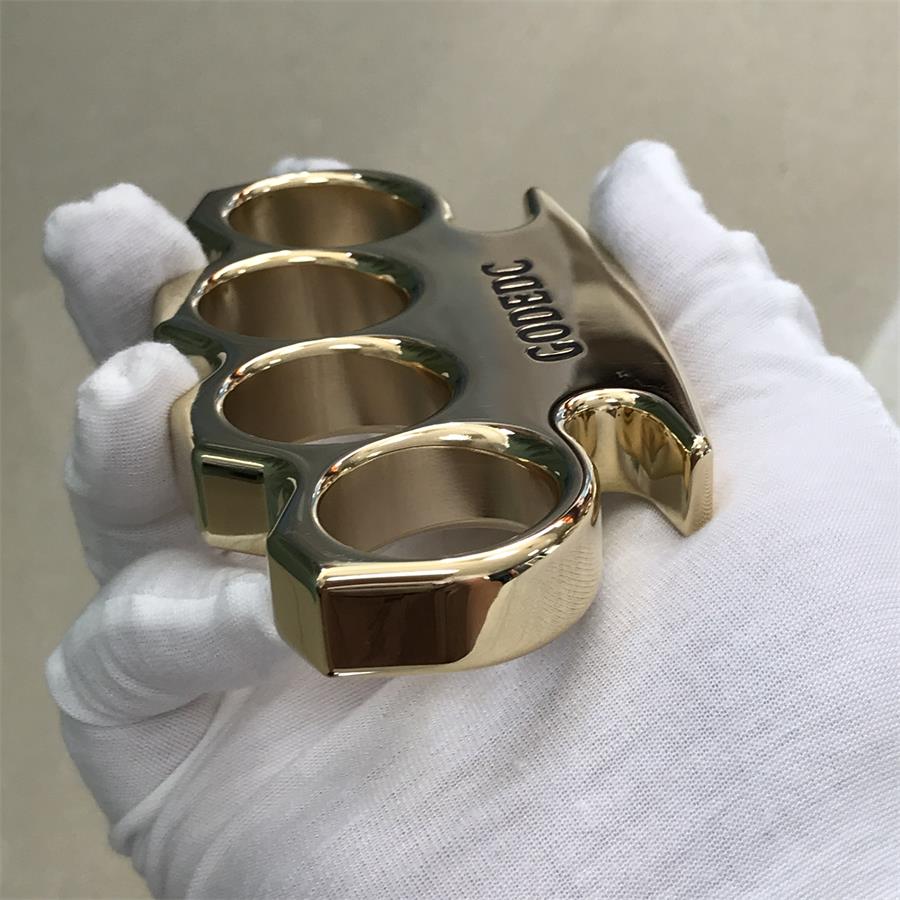 Black Wax GODEC Classic Mirror Polished Brass Knuckle Dusters Large Hole Outdoor Tool