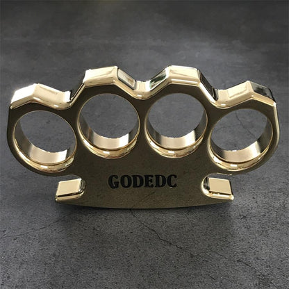 Black Wax GODEC Classic Mirror Polished Brass Knuckle Dusters Large Hole Outdoor Tool