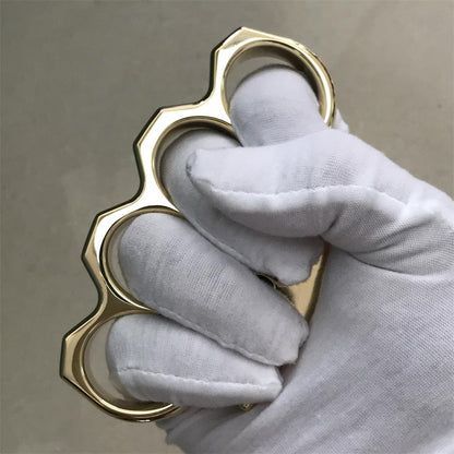 Black Wax GODEC Classic Mirror Polished Brass Knuckle Dusters Large Hole Outdoor Tool