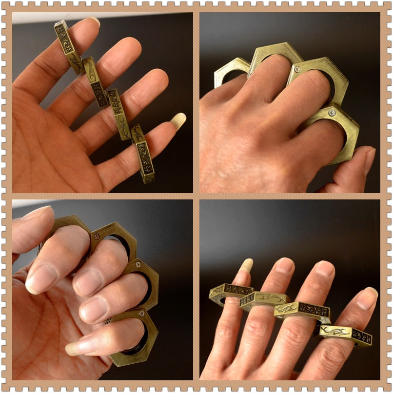Folding Magic Hexagon Ring Outdoor EDC Knuckle Dusters