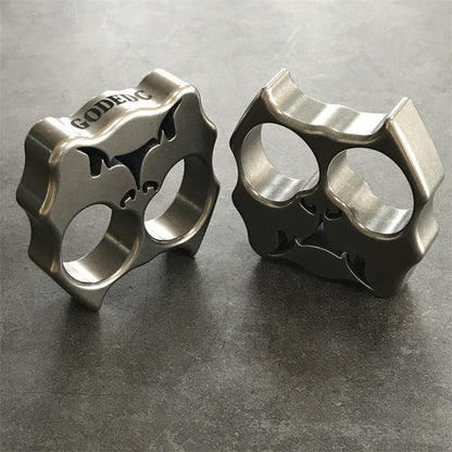 GODEDC Titanium TC21 Dog Head Knuckle Dusters Two Hole Outdoor Tool