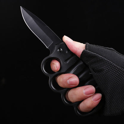 Multifunctional Four-hole Outdoor Black-plated Titanium Carbon Fiber Knife