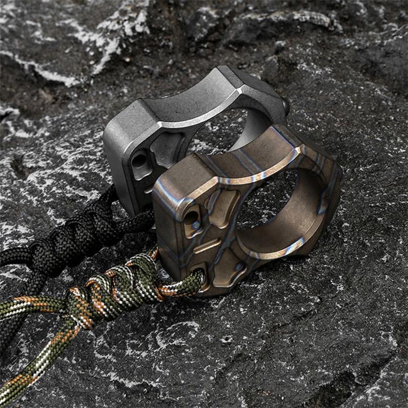 Handmade Titanium Knuckle Dusters Portable Single Hole EDC Outdoor Keychain