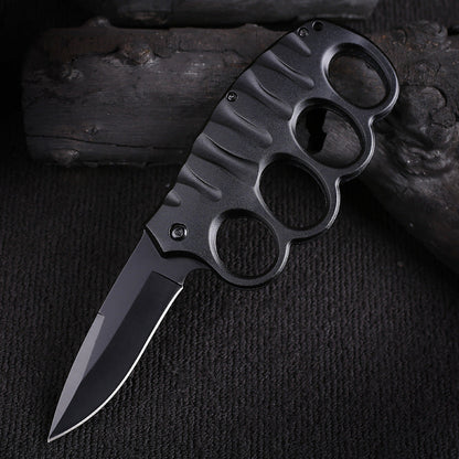 Multifunctional Four-hole Outdoor Black-plated Titanium Carbon Fiber Knife