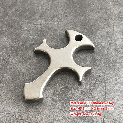 Outdoor Titanium Cross Pendant Knuckle Dusters