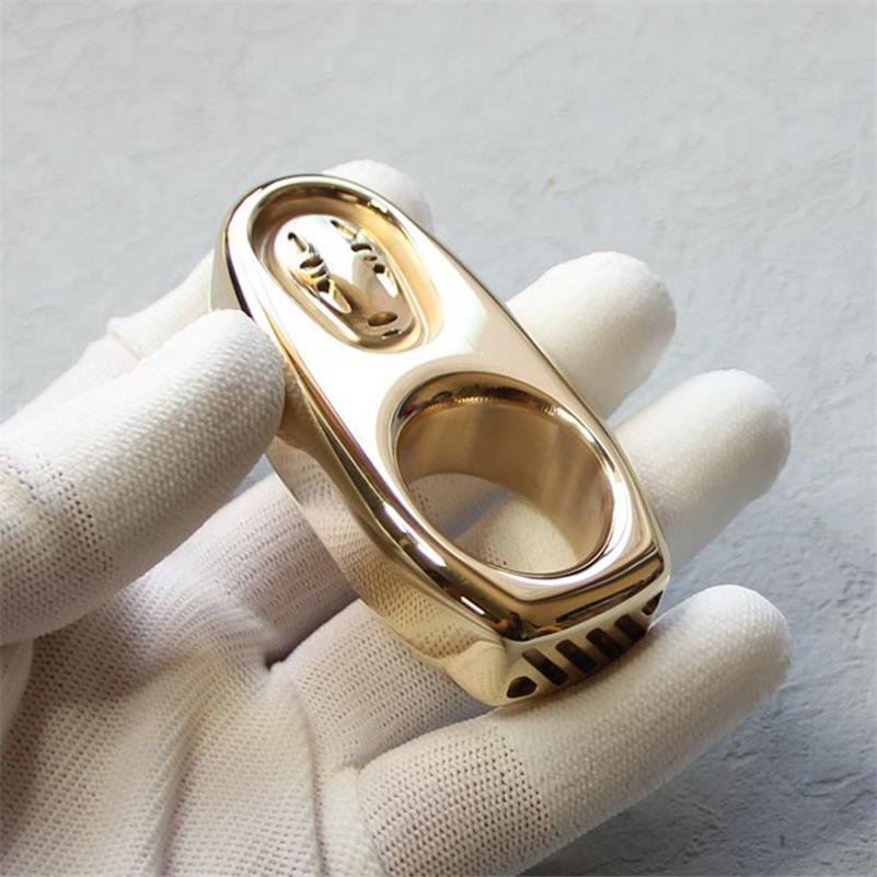 Mini Exquisite Brass Knuckle Dusters One Hole EDC Backpack Outdoor Tool
