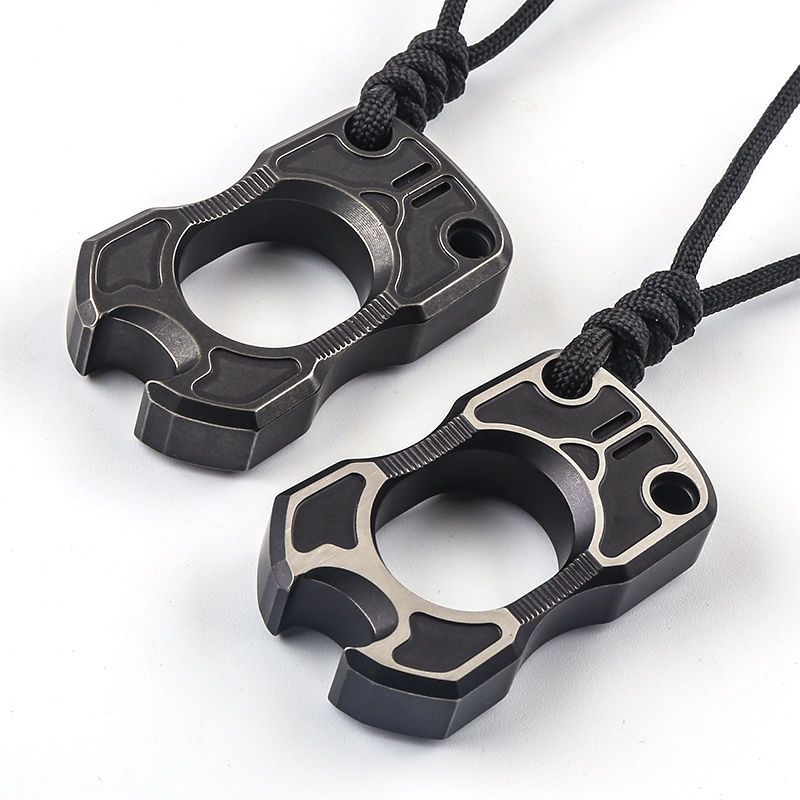 Single Finger TC4 Titanium Black Mini Knuckle Dusters