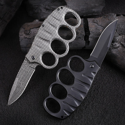 Multifunctional Four-hole Outdoor Black-plated Titanium Carbon Fiber Knife