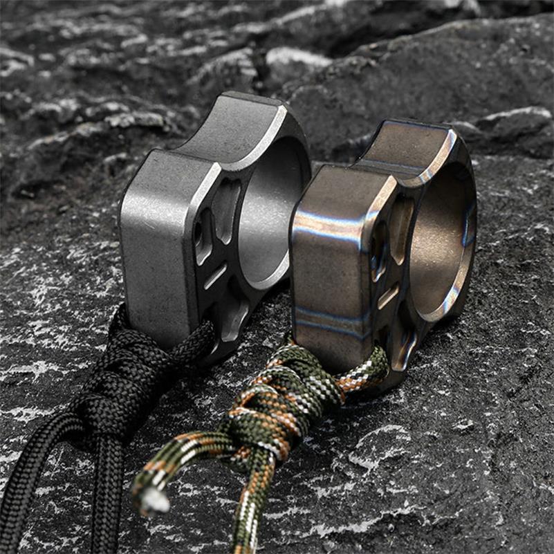 Handmade Titanium Knuckle Dusters Portable Single Hole EDC Outdoor Keychain
