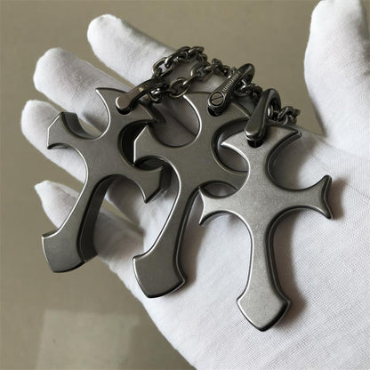 Outdoor Titanium Cross Pendant Knuckle Dusters