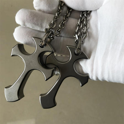 Outdoor Titanium Cross Pendant Knuckle Dusters