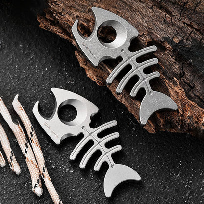 Multifunctional Rope Hole Bottle Opener Titanium EDC Tool Hung on Backpack