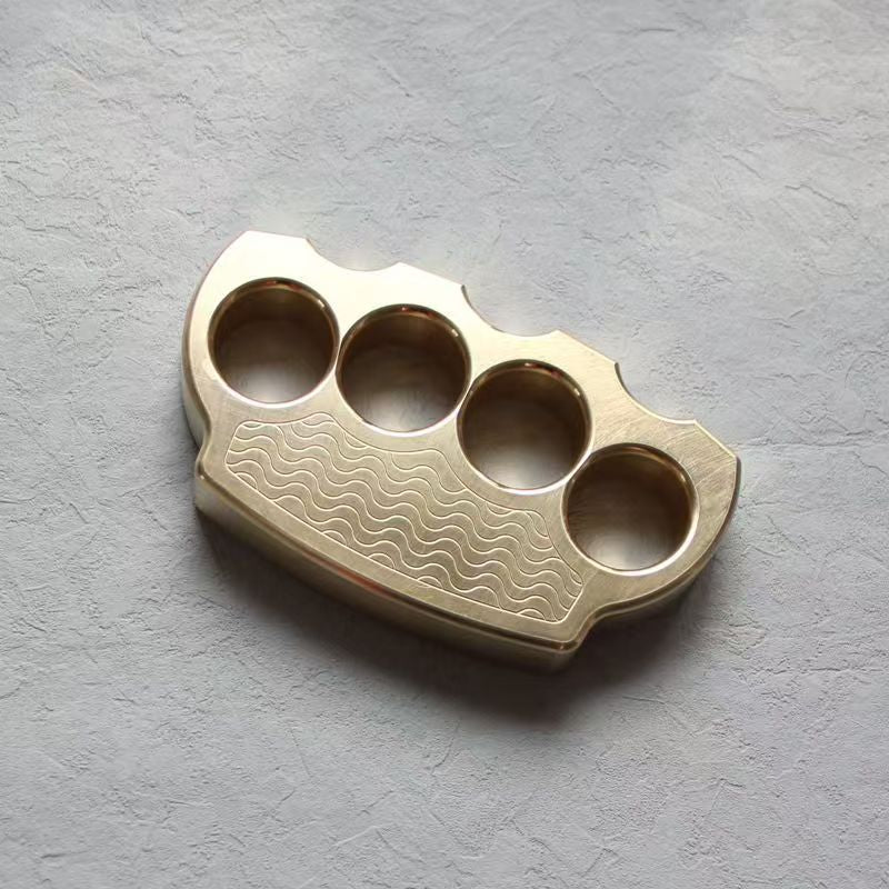 Wave Pattern Design Brass Knuckle Dusters Thick Outdoor Tool