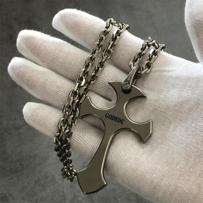 GODEDC Titanium Knuckle Dusters Cross Necklace Keychain Pendant