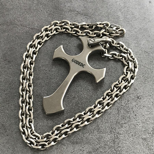 GODEDC Titanium Knuckle Dusters Cross Necklace Keychain Pendant