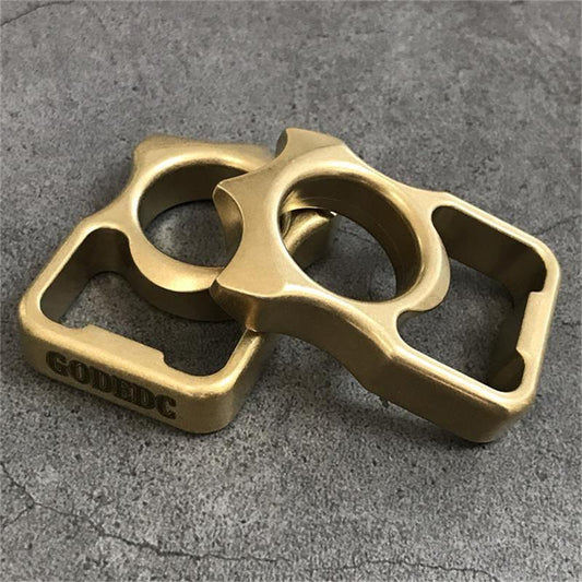 GOODEDC Stonewashed Brass Knuckle Dusters Bottle Opening EDC Keychain Tool