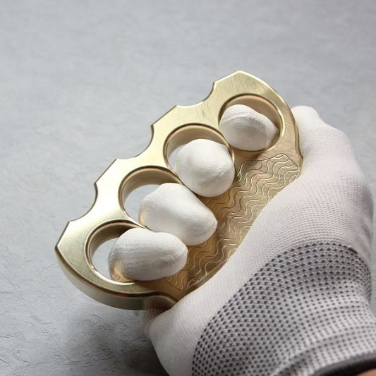 Wave Pattern Design Brass Knuckle Dusters Thick Outdoor Tool