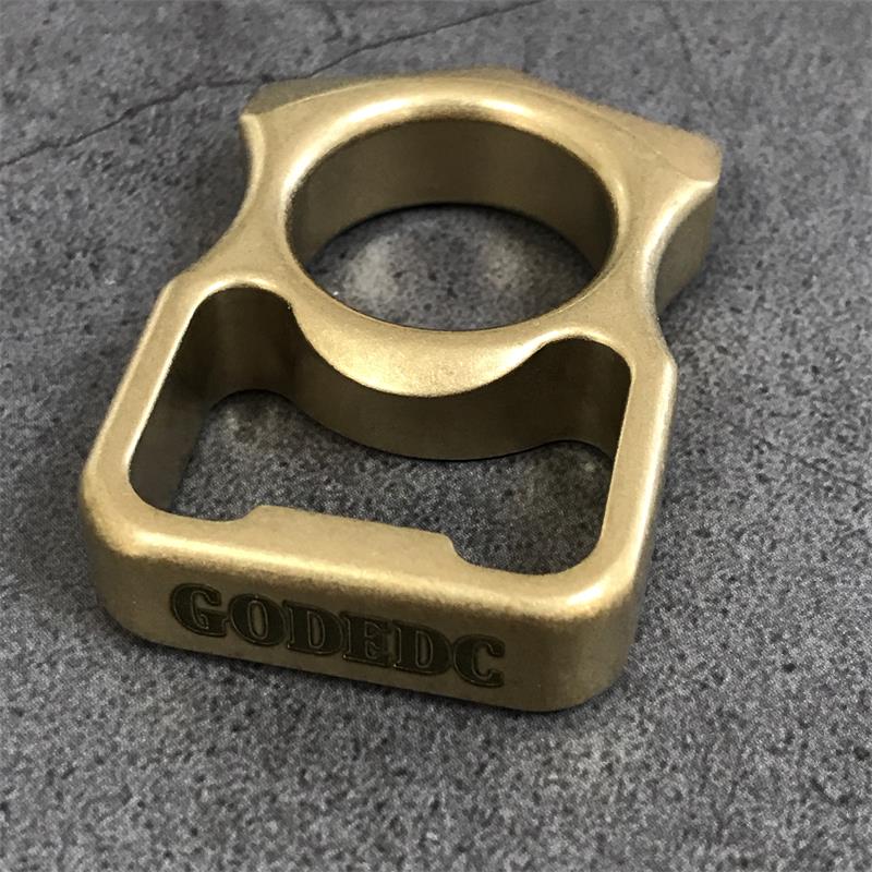 GOODEDC Stonewashed Brass Knuckle Dusters Bottle Opening EDC Keychain Tool