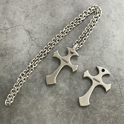 GODEDC Titanium Knuckle Dusters Cross Necklace Keychain Pendant
