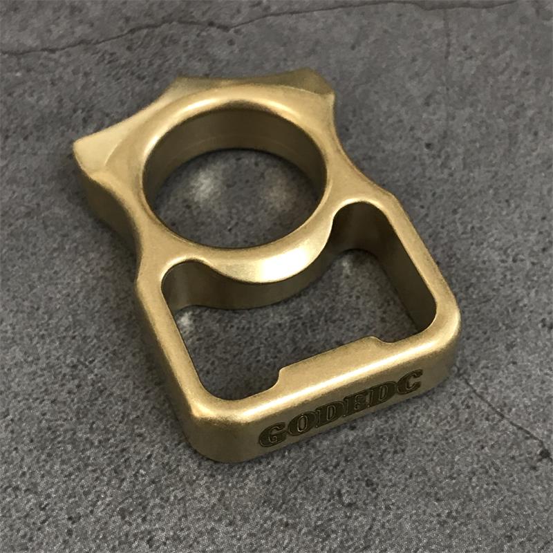 GOODEDC Stonewashed Brass Knuckle Dusters Bottle Opening EDC Keychain Tool