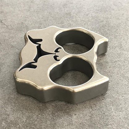Dog Head Titanium Knuckle Dusters Two-hole Outdoor EDC Keychain Easy Carry