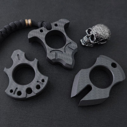 Various Styles of Carbon Fiber Knuckle Dusters Single Finger Keychain Backpack