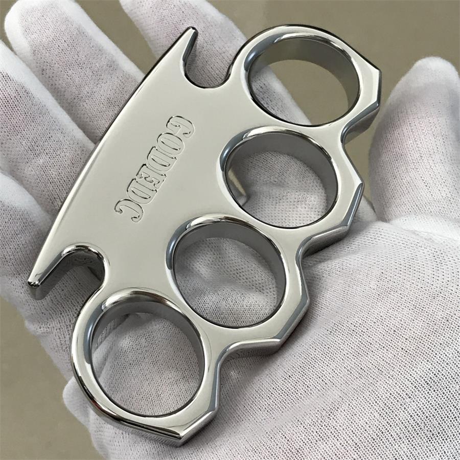GODEDC Classic Mirror Steel Knuckle Dusters Outdoor Tool with Chamfering Design