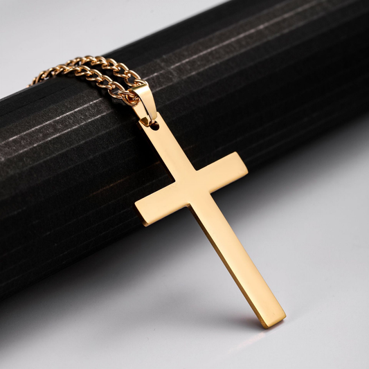 Cross-shaped Smooth Titanium Steel Pendant Necklace Knuckle Dusters