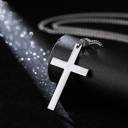 Cross-shaped Smooth Titanium Steel Pendant Necklace Knuckle Dusters