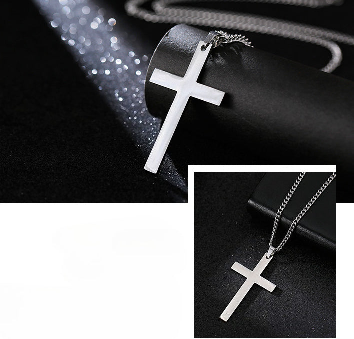 Cross-shaped Smooth Titanium Steel Pendant Necklace Knuckle Dusters