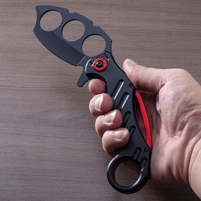 Folding Outdoor Black Multi-functional EDC Knuckle Dusters Knife