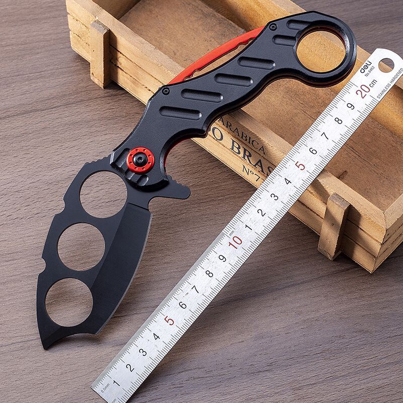 Folding Outdoor Black Multi-functional EDC Knuckle Dusters Knife