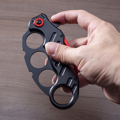 Folding Outdoor Black Multi-functional EDC Knuckle Dusters Knife