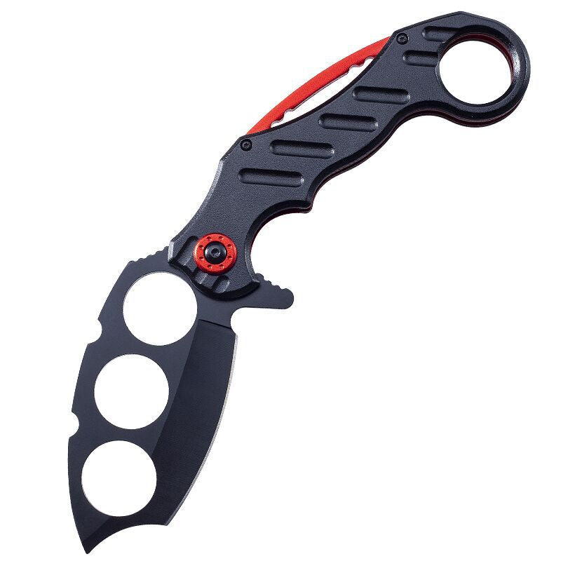 Folding Outdoor Black Multi-functional EDC Knuckle Dusters Knife