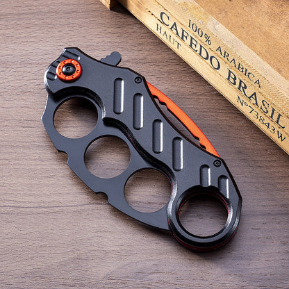 Folding Outdoor Black Multi-functional EDC Knuckle Dusters Knife