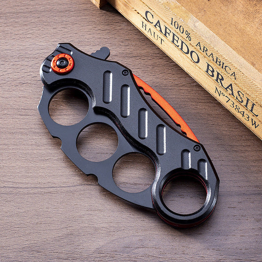 Folding Outdoor Black Multi-functional EDC Knuckle Dusters Knife
