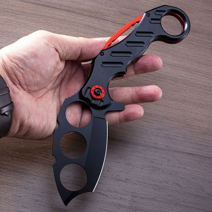 Folding Outdoor Black Multi-functional EDC Knuckle Dusters Knife