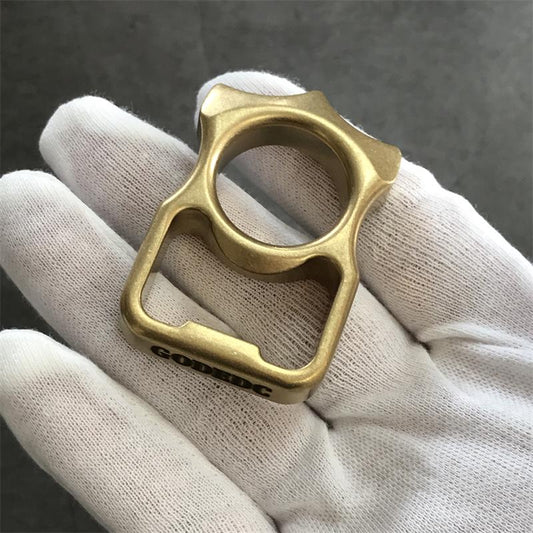 GOODEDC Stonewashed Brass Knuckle Dusters Bottle Opening EDC Keychain Tool