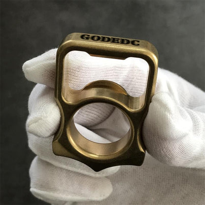 GOODEDC Stonewashed Brass Knuckle Dusters Bottle Opening EDC Keychain Tool
